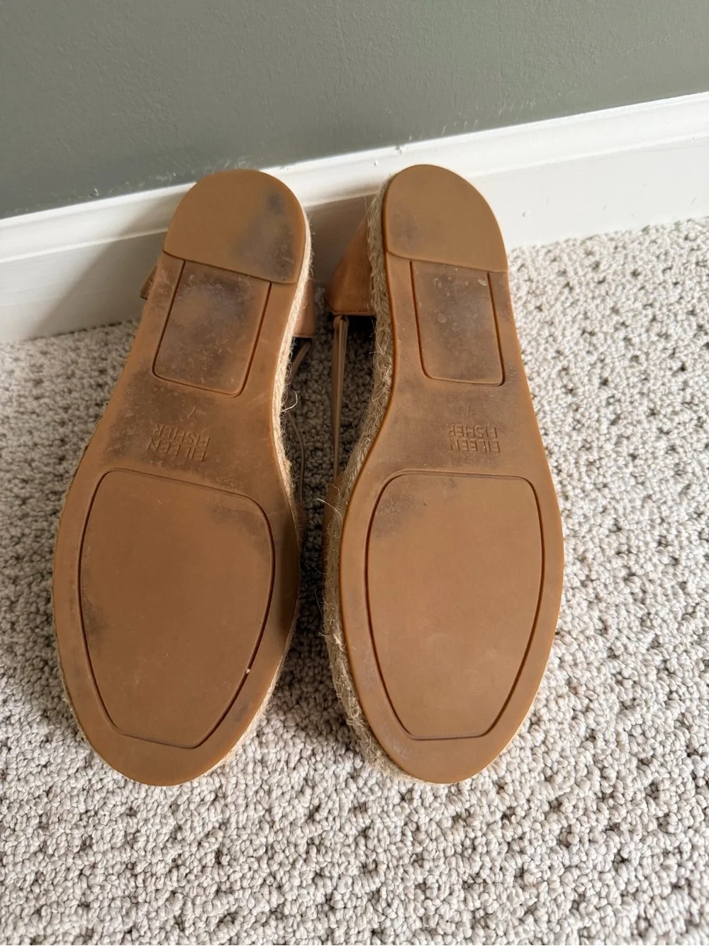 Eileen Fisher Cognac Leather Espadrille Flats